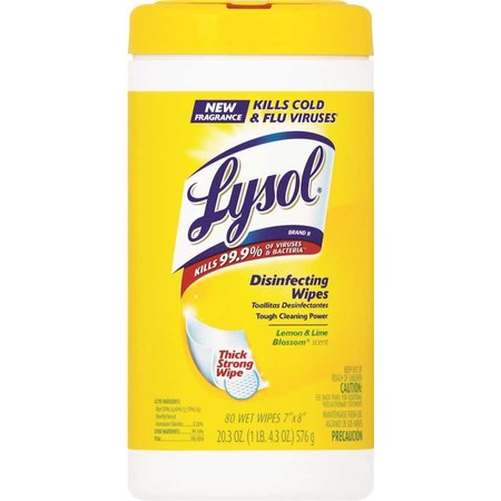 LYSOL SURFACE SANITIZING WIPES, CITRUS SCENT, 80 WIPES PER CANISTER 77182/58347182